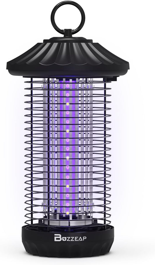 BUZZEAP LED Mosquito Killer Lamp, 3800V Electric Mosquito Zapper with Dual-Wave 365+395nm UV Light, 360° Attract Electric Bug Zapper, Insect Pest Fly Killer Trap, IPXS Waterproof, for Indoor & Outdoor