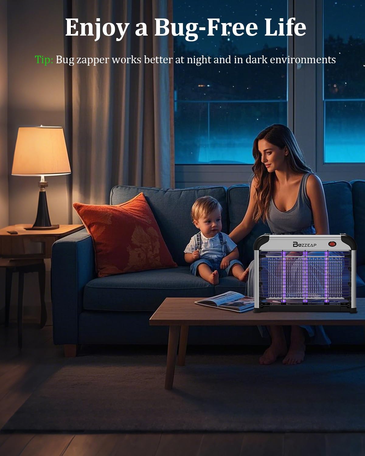 Buzzeap LED Fly Zapper，Fly Killer Indoor has Low Power Consumption,4200 V Strong Mosquito Zapper, 3 Bulbs，Insect Killer Does Not need to Replace The Bulb and Can be Used for a Long Time