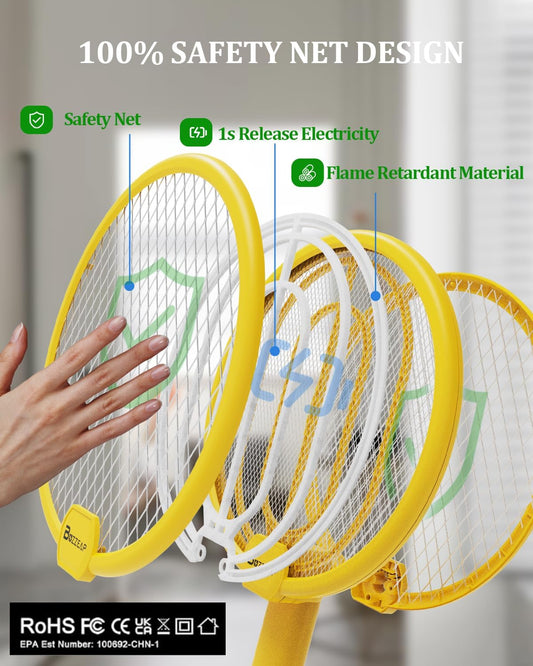 Electric Mosquito Killer Racket Mosquito Killer Electric Anti-Mosquito Zapper Portable and UV Lamp Insect Killer Electric Fly Killer Bug Zapper 4000V USB Rechargeable 1200mAh