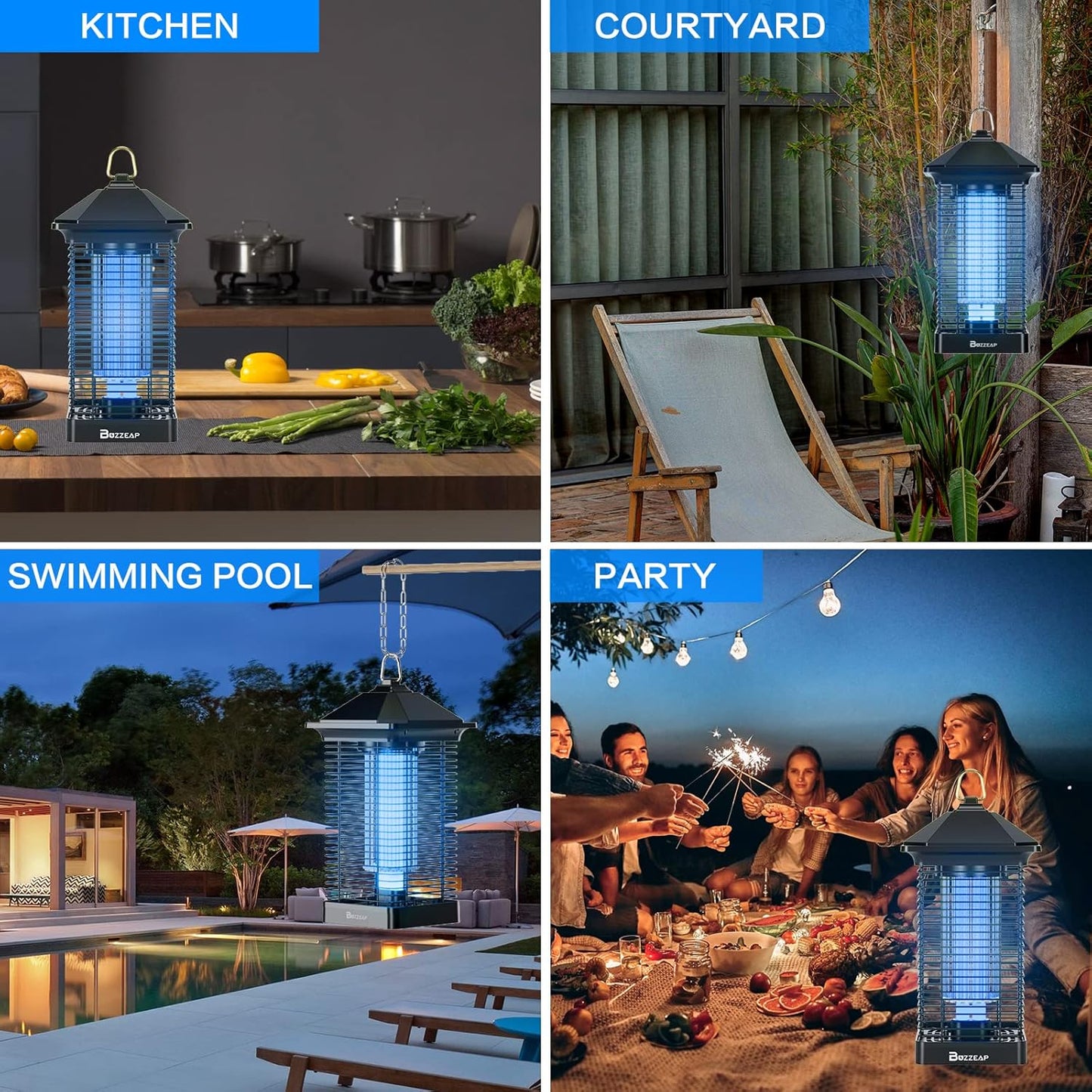 Buzzeap Electric Mosquito Zapper, Mosquitoes Killer Lamp 18W 365nm UV Light, 2800V Electric Mosquito Killer 360° Attract Insect Pest Fly Killer, Insect Bug Catcher Non-Toxic for Indoor and Outdoor