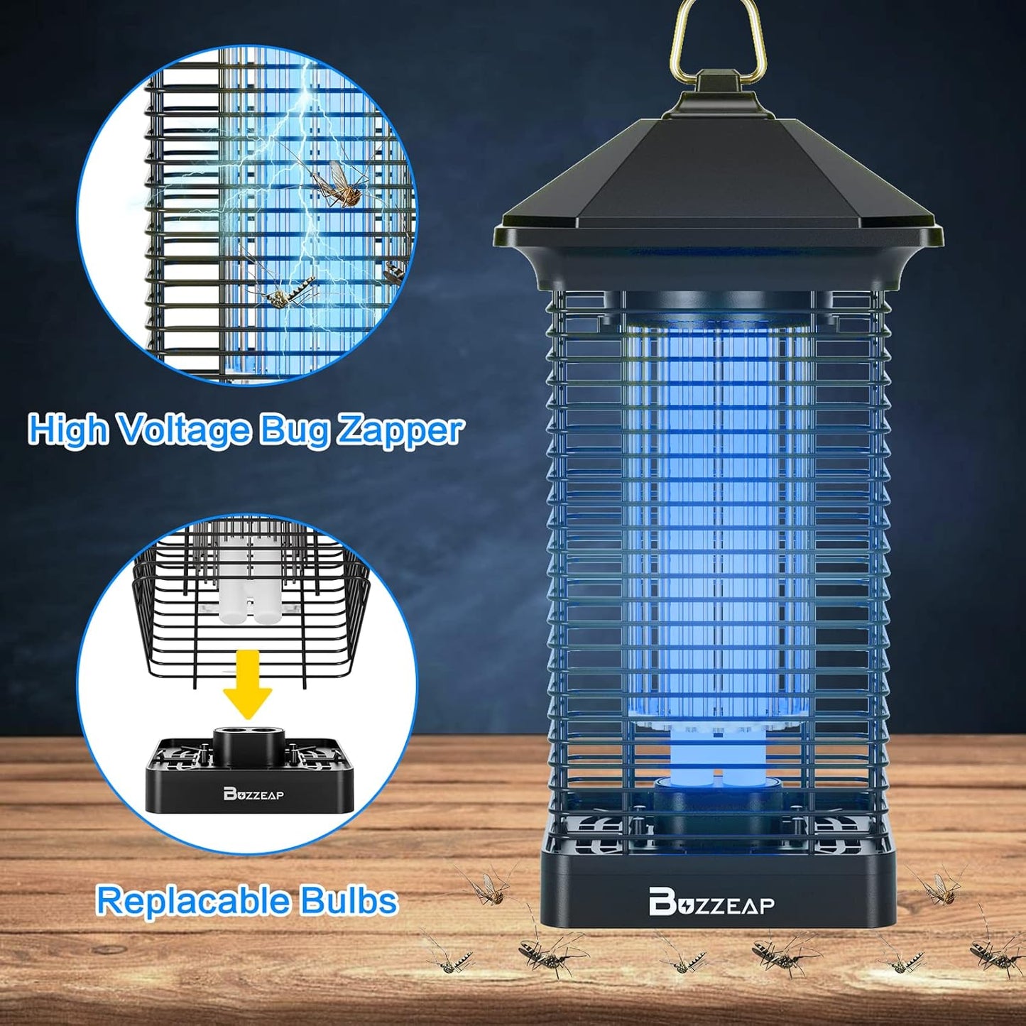 Buzzeap Electric Mosquito Zapper, Mosquitoes Killer Lamp 18W 365nm UV Light, 2800V Electric Mosquito Killer 360° Attract Insect Pest Fly Killer, Insect Bug Catcher Non-Toxic for Indoor and Outdoor